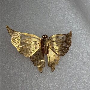Elegant Vintage Gold Butterfly Brooch